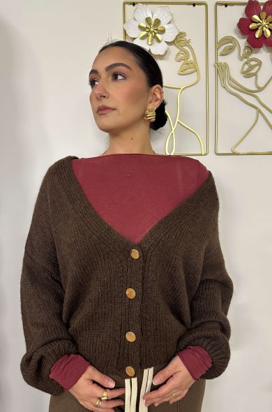 Cardigan bottone oro