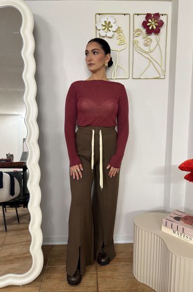 Pantalone maglia marrone