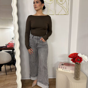 Jeans wide leg grigio