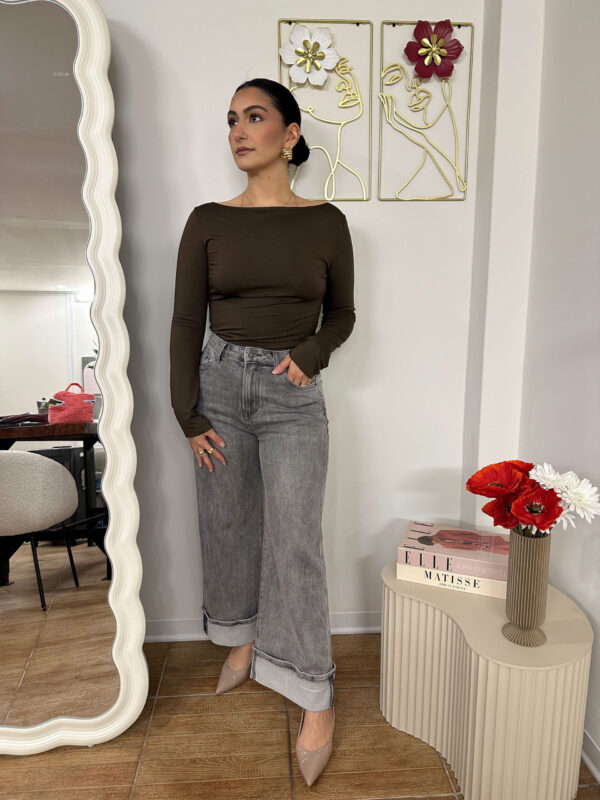 Jeans wide leg grigio