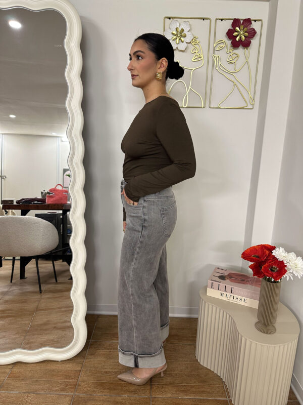 Jeans wide leg grigio - immagine 2