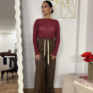 Pantalone maglia marrone