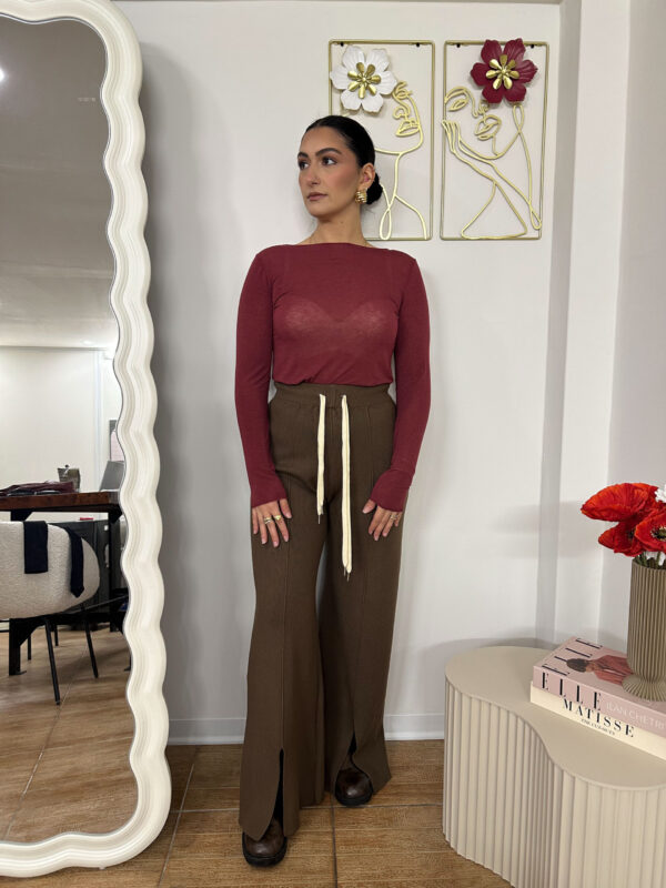 Pantalone maglia marrone