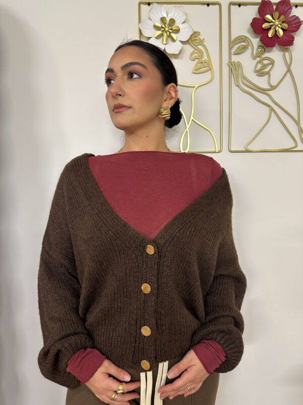 Cardigan bottone oro