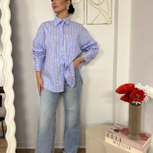 Camicia righe over con tasca