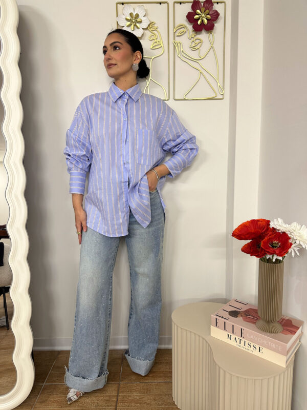 Camicia righe over con tasca
